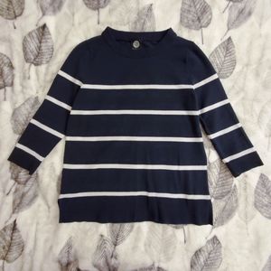 Bobeau Navy Striped Knit Sweater
